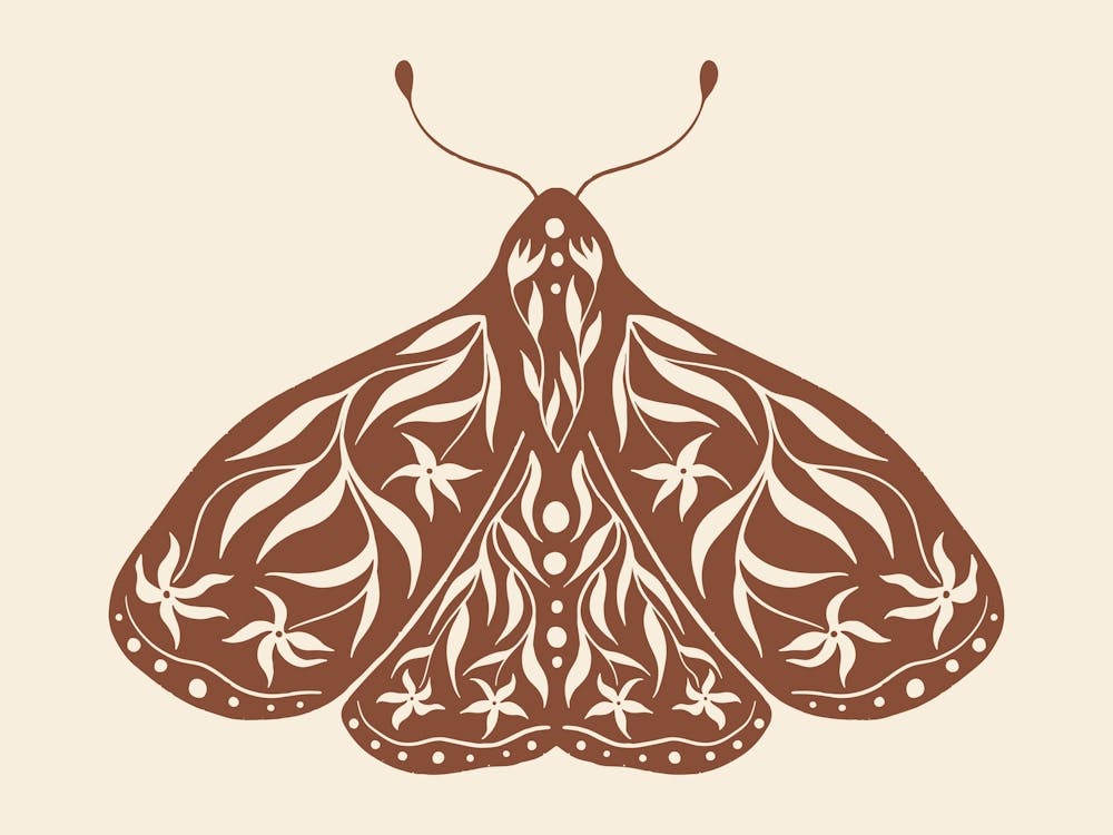 Folk Art Moth 01 - Red Brown