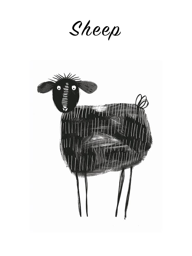 B&W Sheep 2 Poster