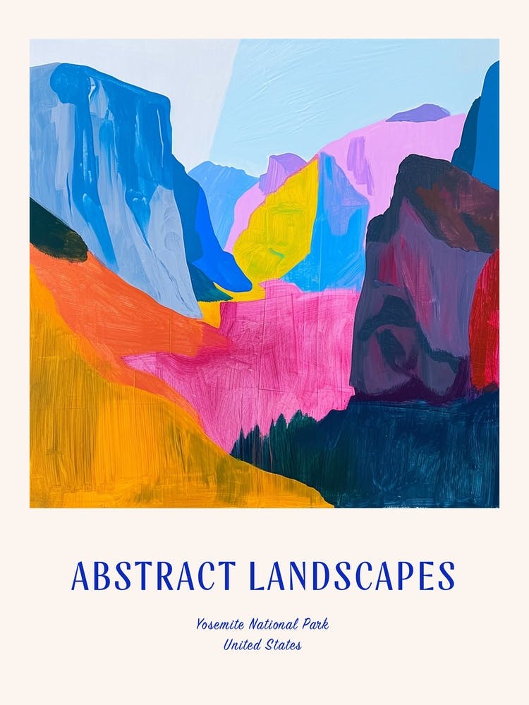 Colourful Abstract Yosemite National Park Usa 3 Poster Blue