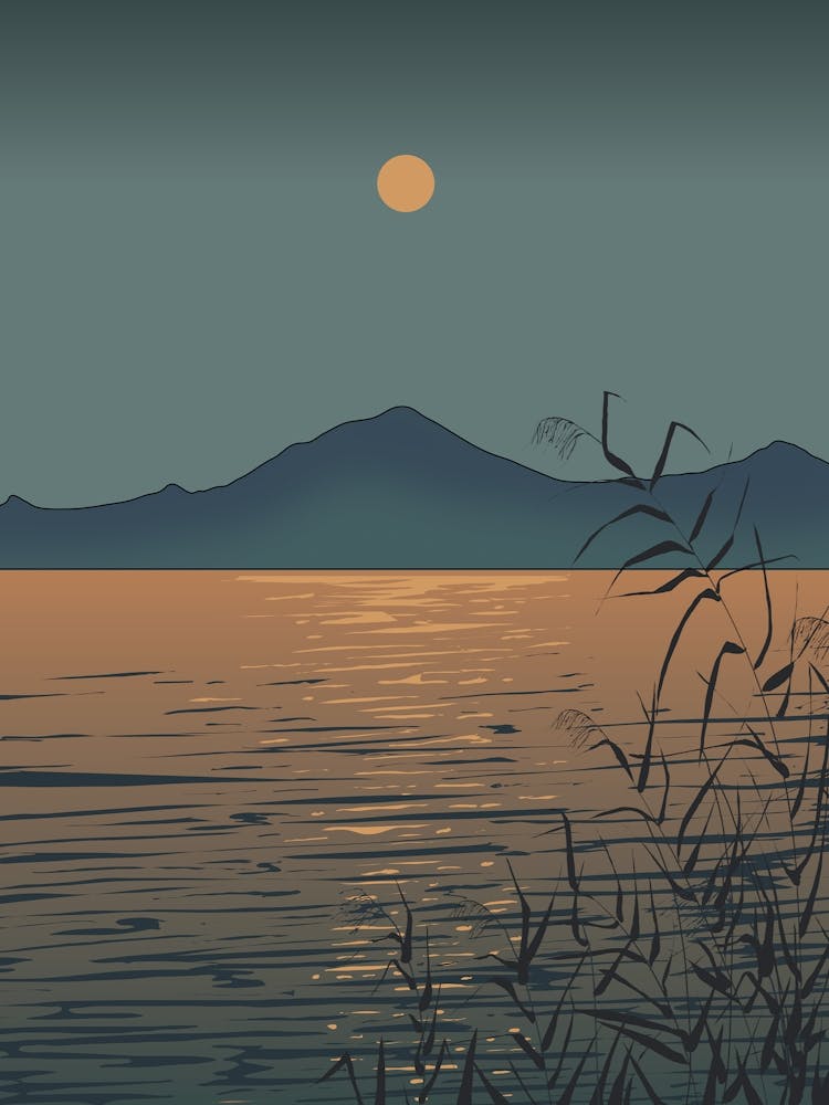 Moonlight Over Lake