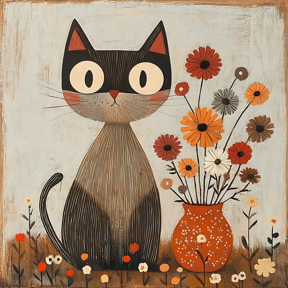 Cat With Flowers 22