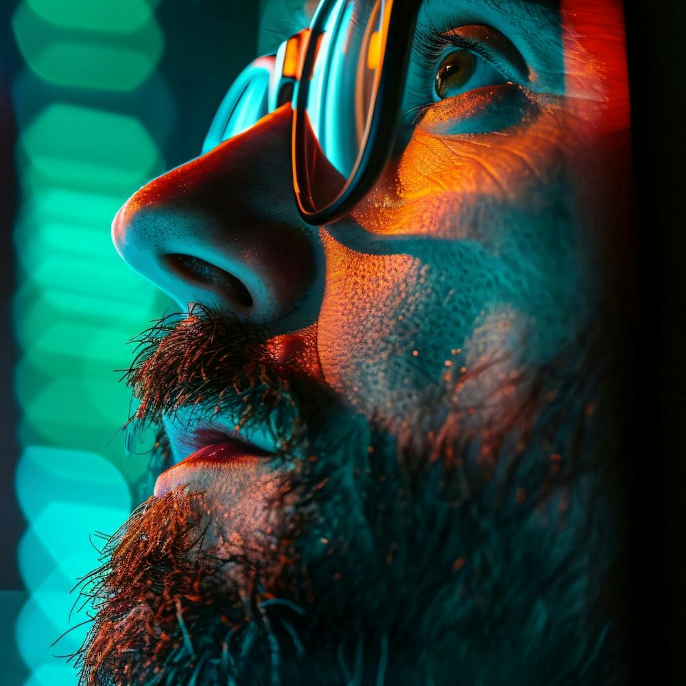 Man With Glasses In The Night