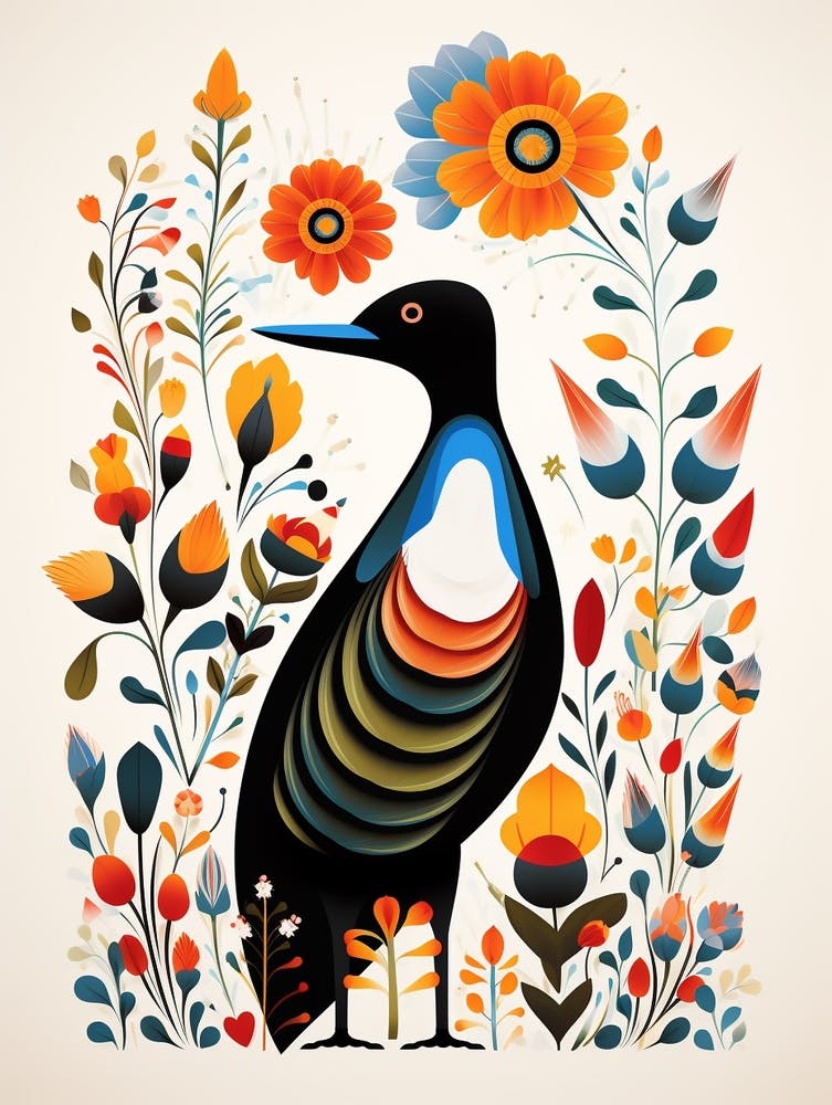 Scandinavian Bird Illustration Loon 3
