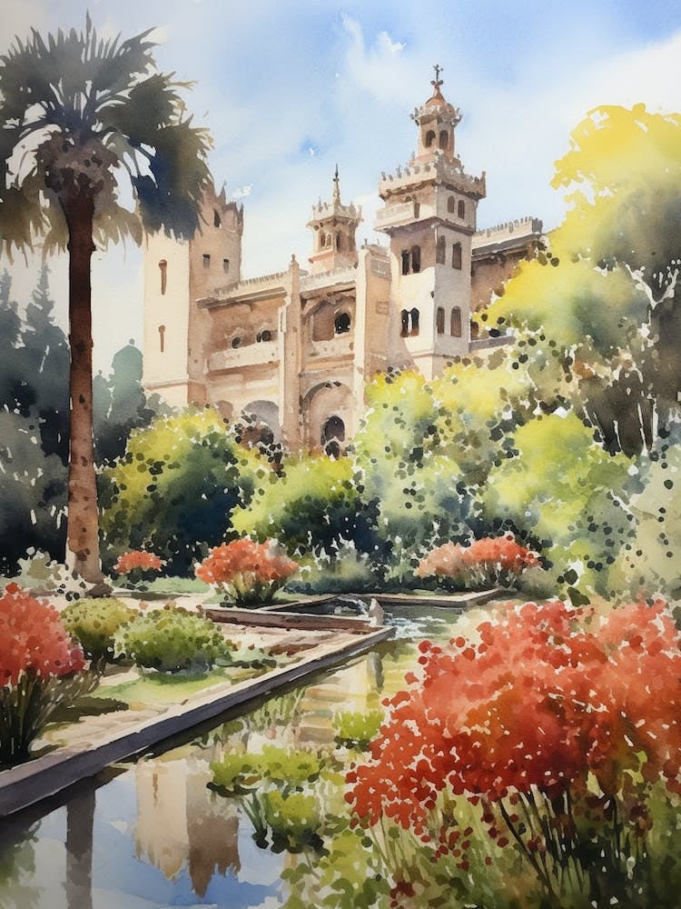Tivoli Gardens Italy Watercolour 1