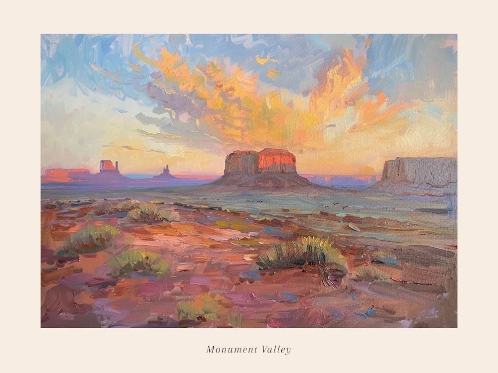 Western Sunset Landscapes Monument Valley Arizona 2 Poster