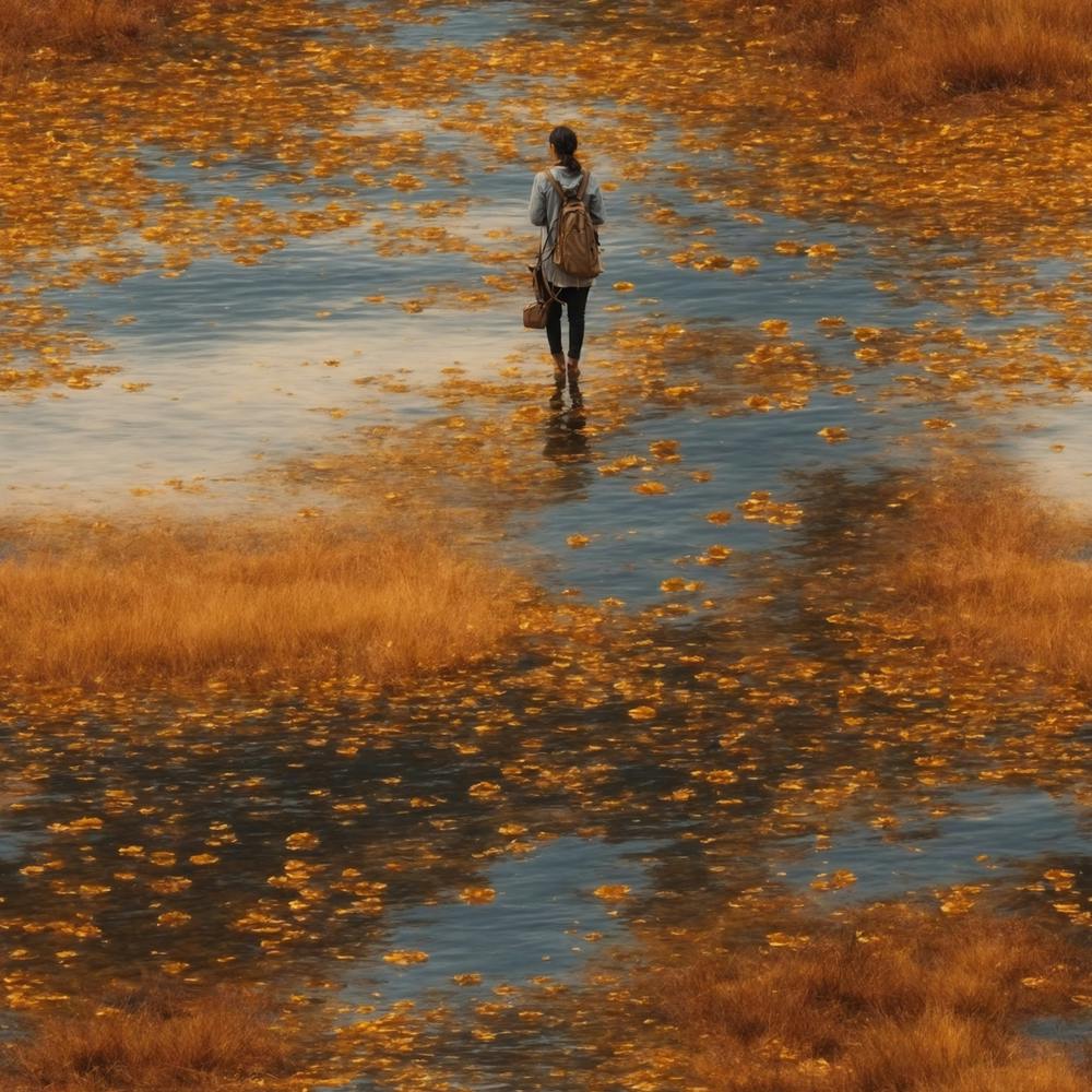 Girl Walks Through The Water