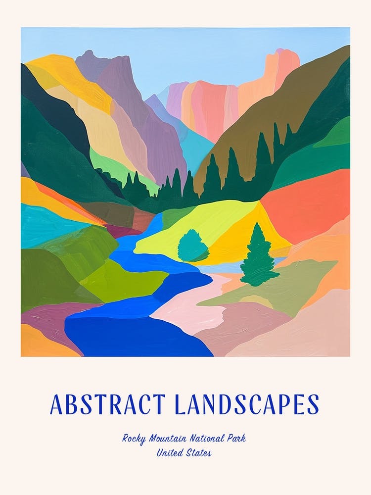 Colourful Abstract Rocky Mountain National Park Usa 8 Poster Blue