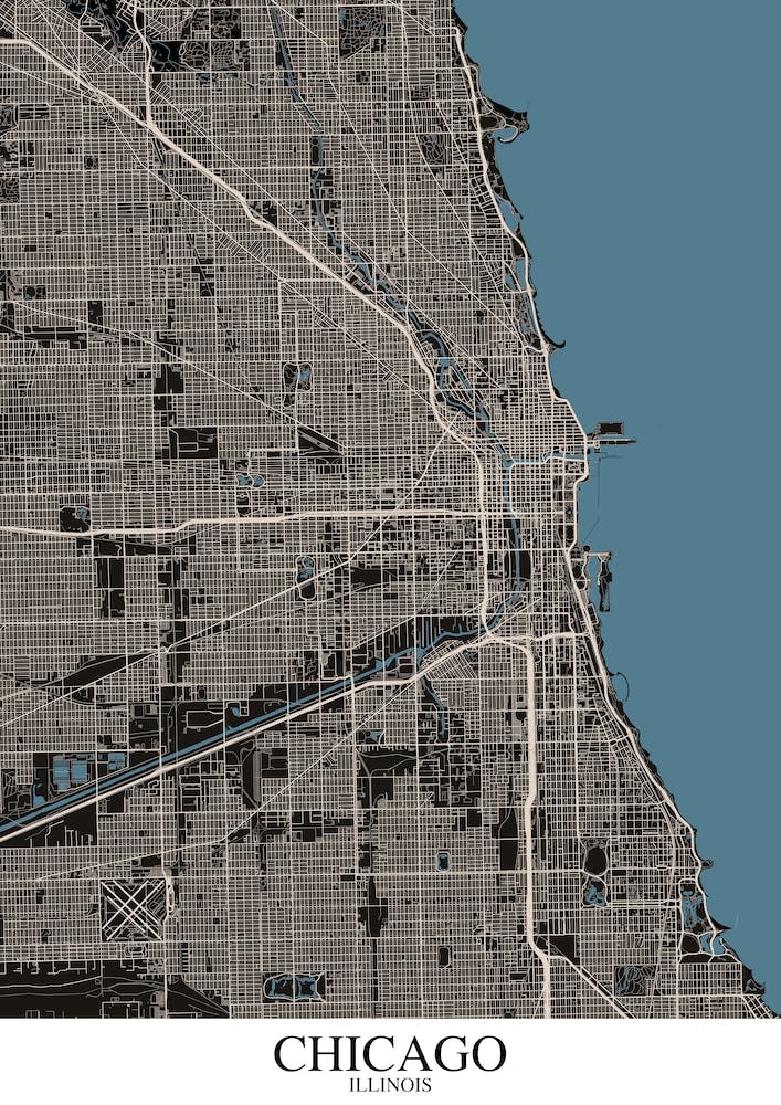 Chicago Illinois Black Blue