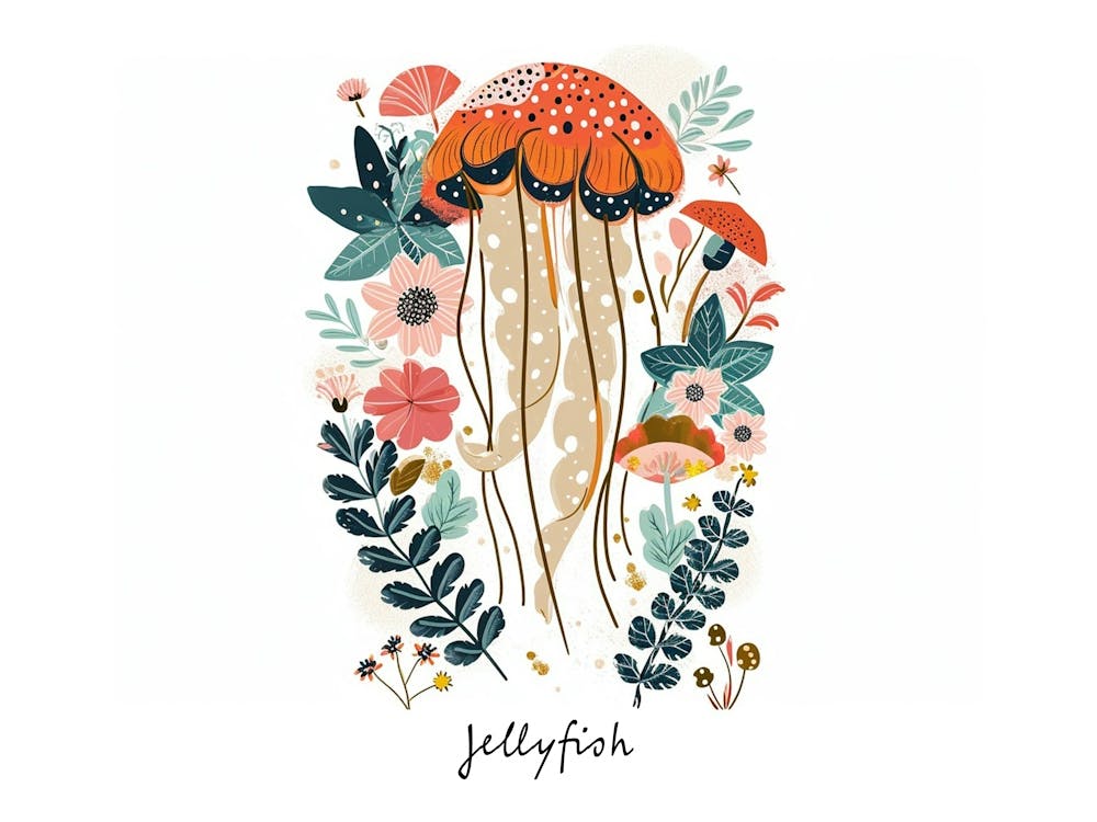 Little Floral Jellyfish 1 Poster