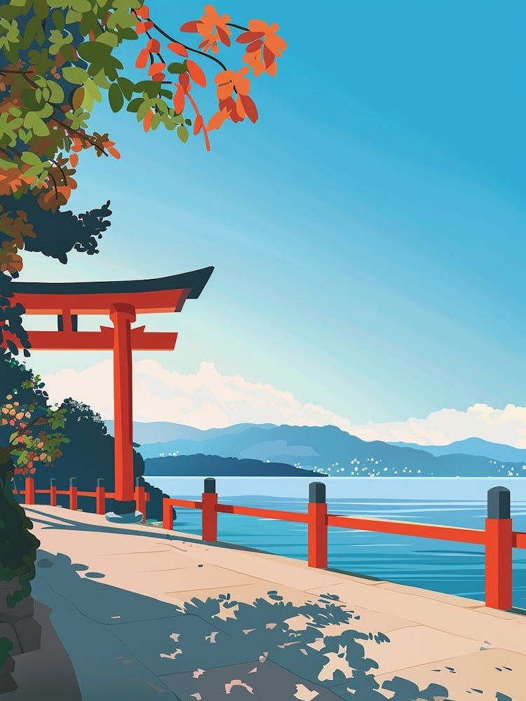 Hiroshima Japan 4 Colourful Illustration