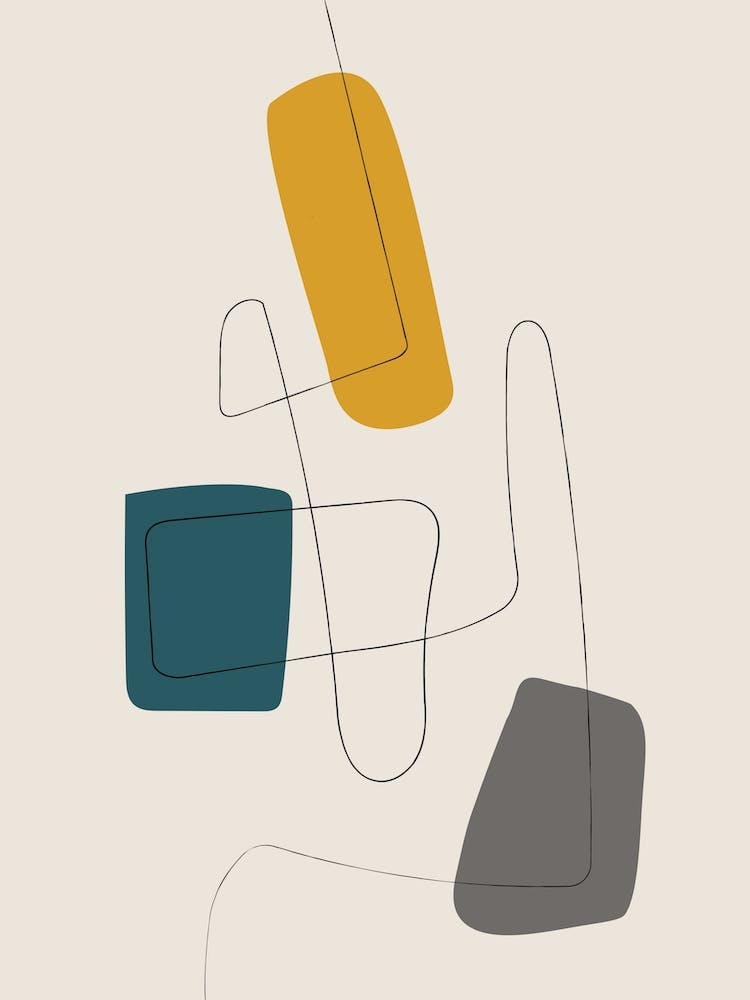 Minimalist Mustard Teal Gray B