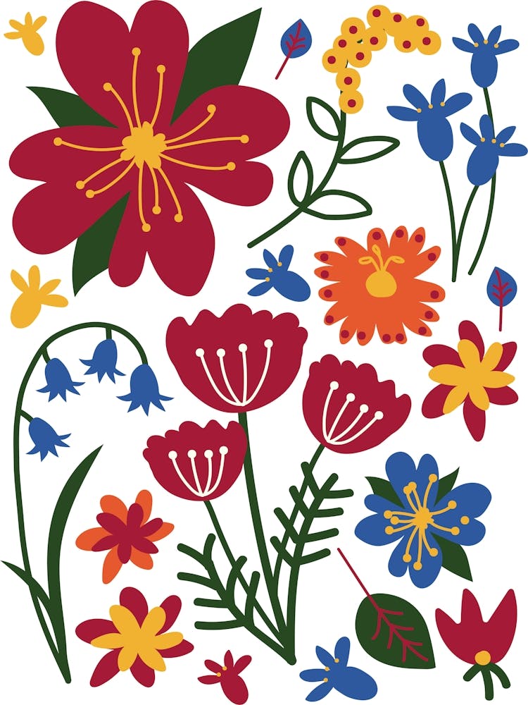 Colorful Flowers Retro 1