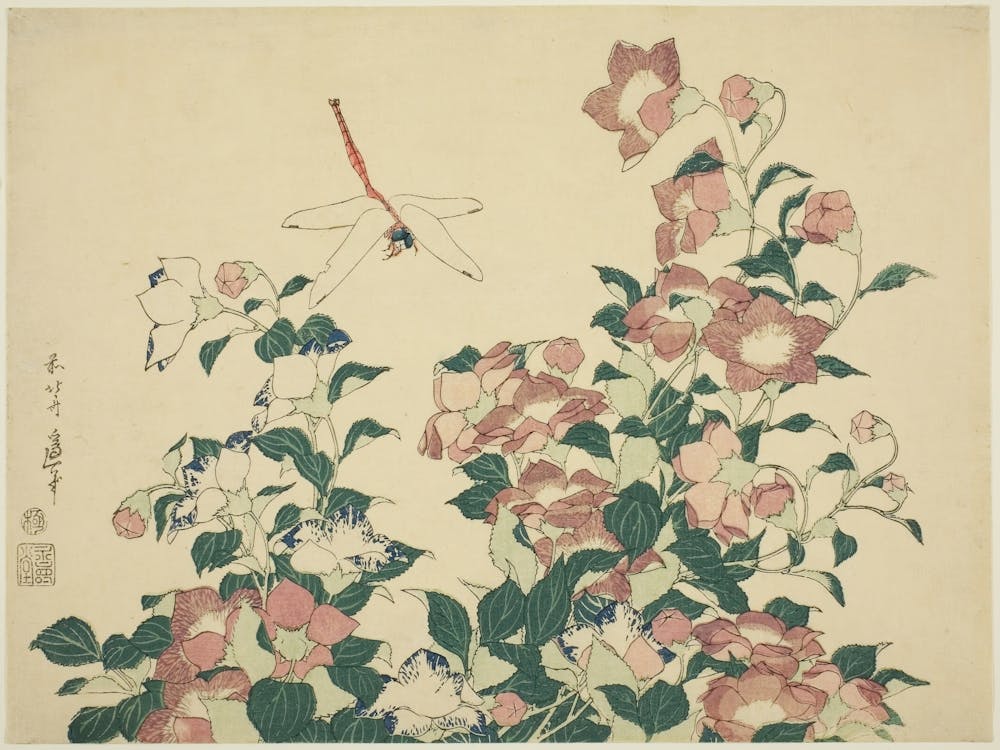 Hokusais Libelle und Glockenblume, Katsushika Hokusai