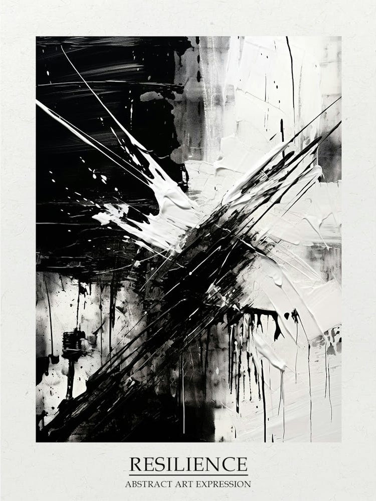 Resilience Abstract Black And White 1 Poster