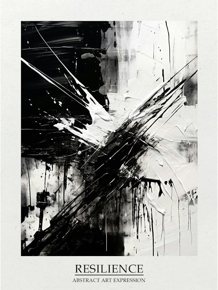 Resilience Abstract Black And White 1 Poster