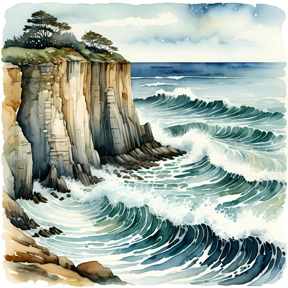 Watercolor Of Cliffs 1