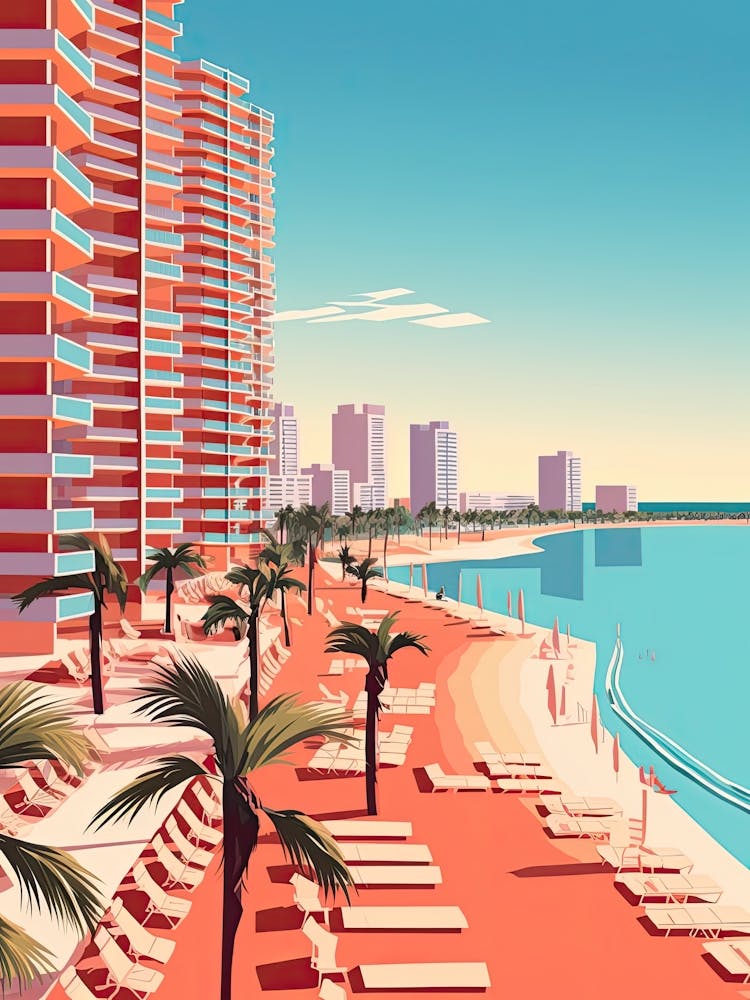 Cancun, Mexico, Flat Illustration 1