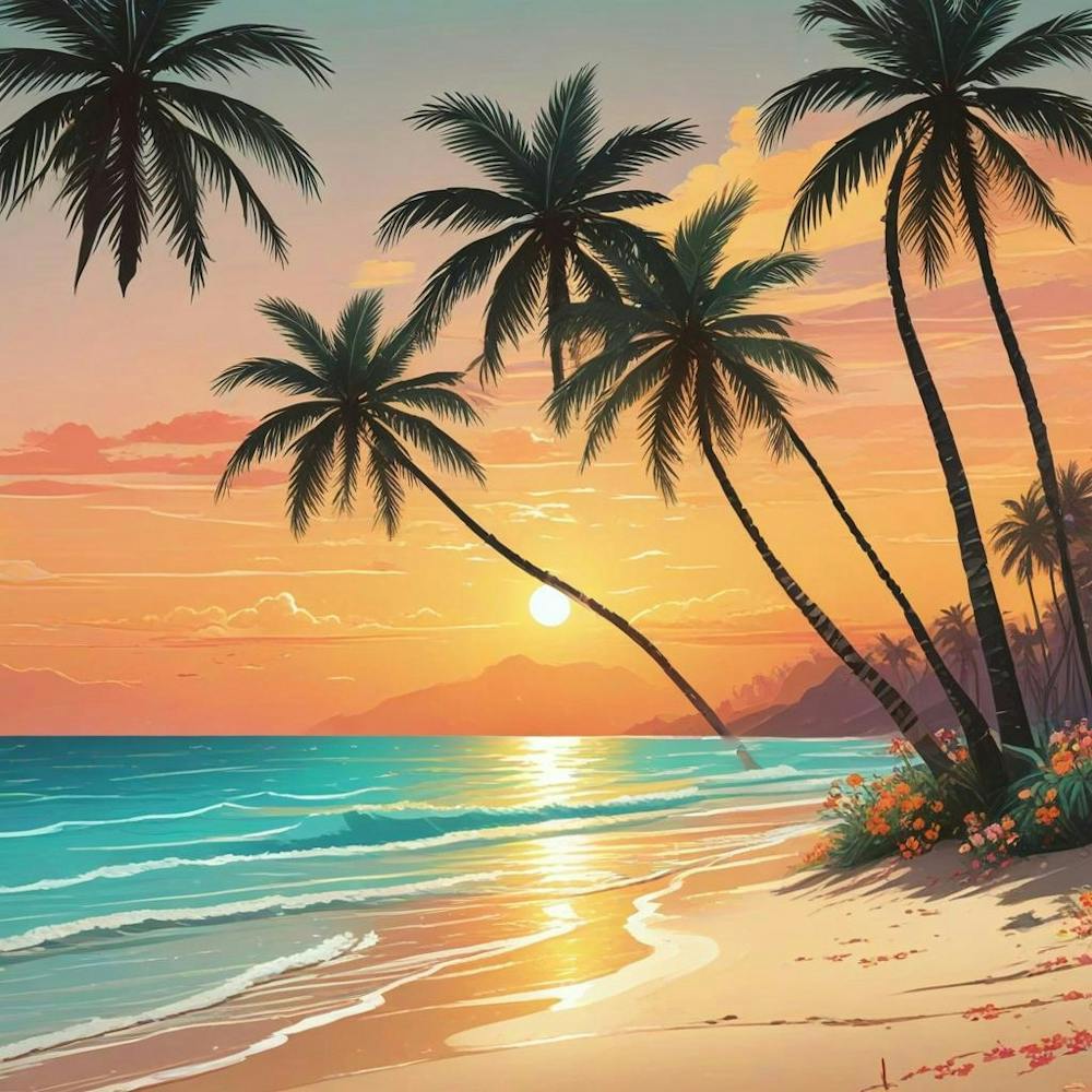 Palm Tree Sunset Art Prin (1)