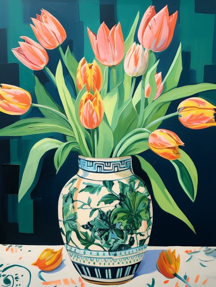 Flowers In A Vase Still Life Painting Tulips 7