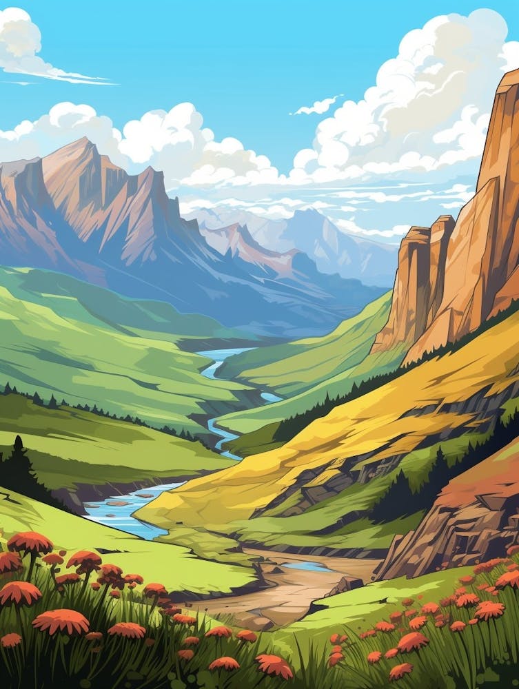 Drakensberg Mountain Range Cartoon 4