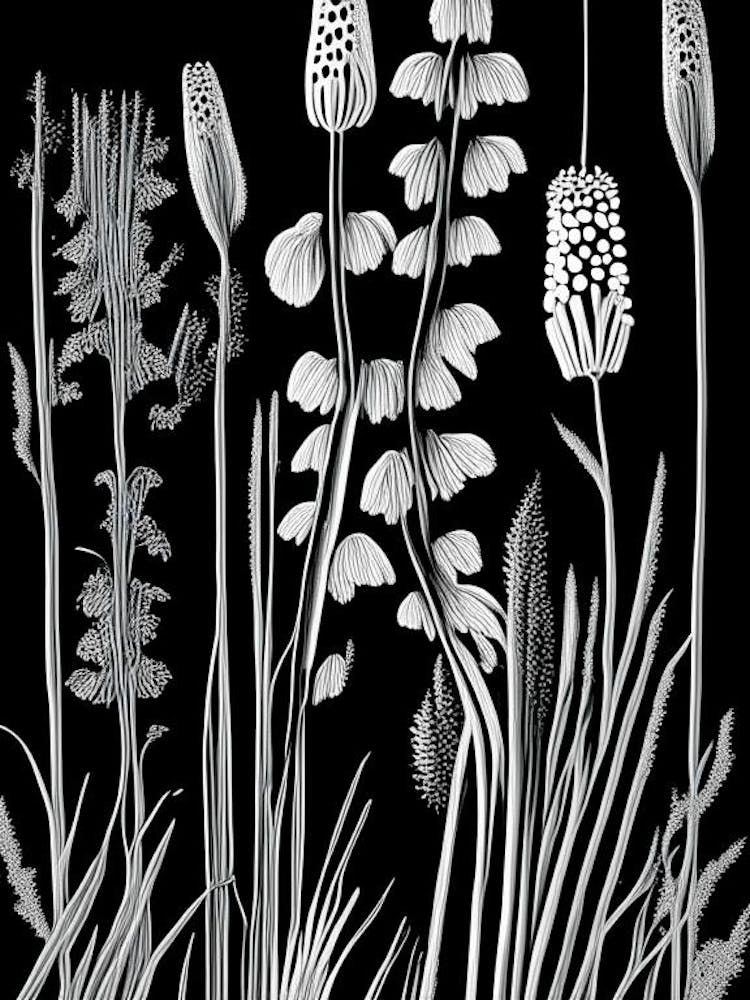 Horsetail Wildflower Linocut 2