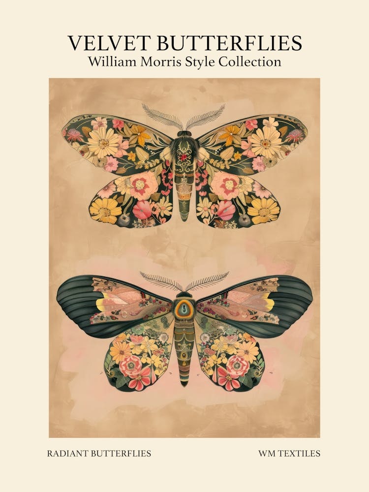 Velvet Butterflies Collection Radiant Butterflies William Morris Style 1