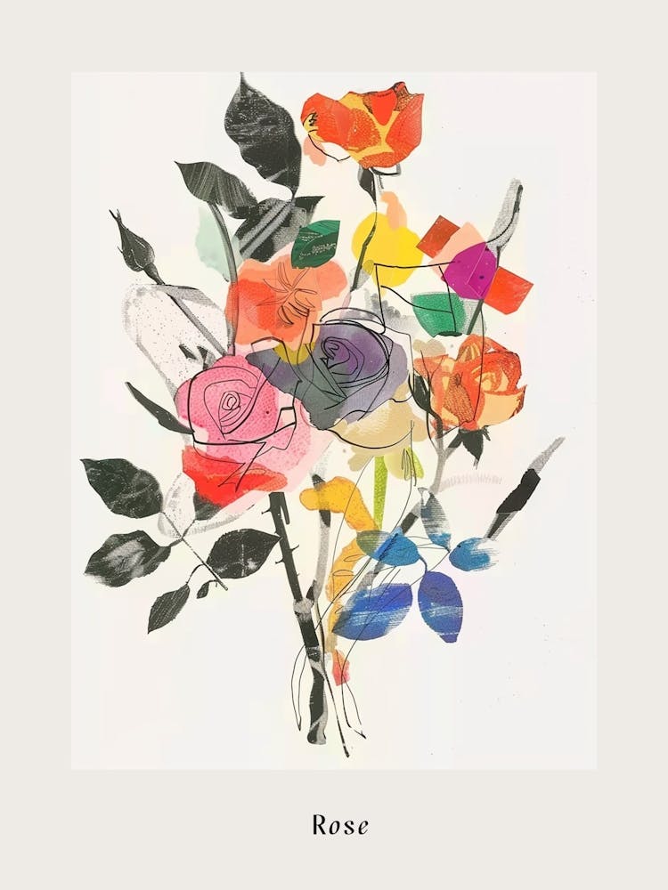 Rose 1 Collage Flower Bouquet Poster