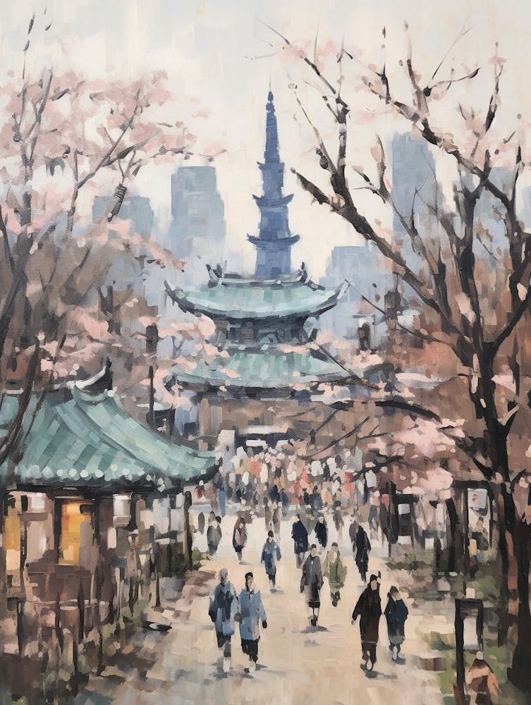 Winter City Park Painting Ueno Park Tokyo 4
