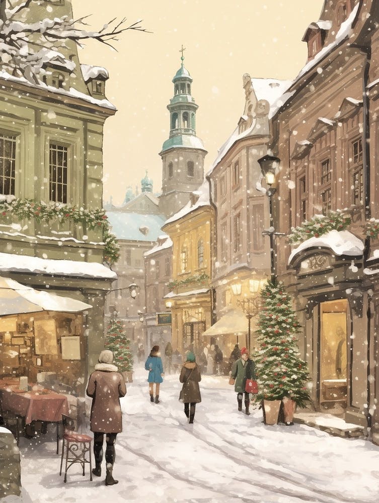 Vintage Winter-Illustration Krakow Poland 1