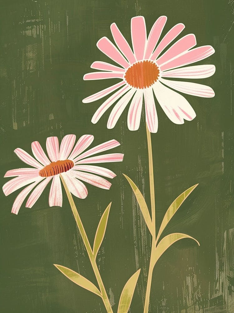 Pink & Green Daisy 2