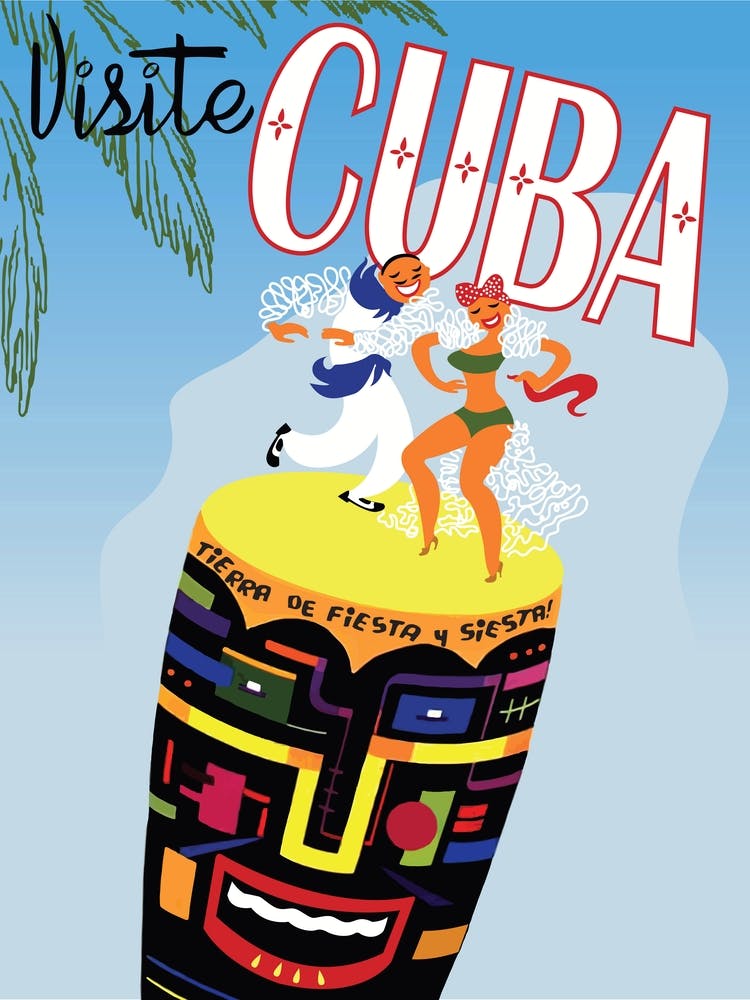 Cuba Fiesta, Tanzpaar auf einer großen Trommel
