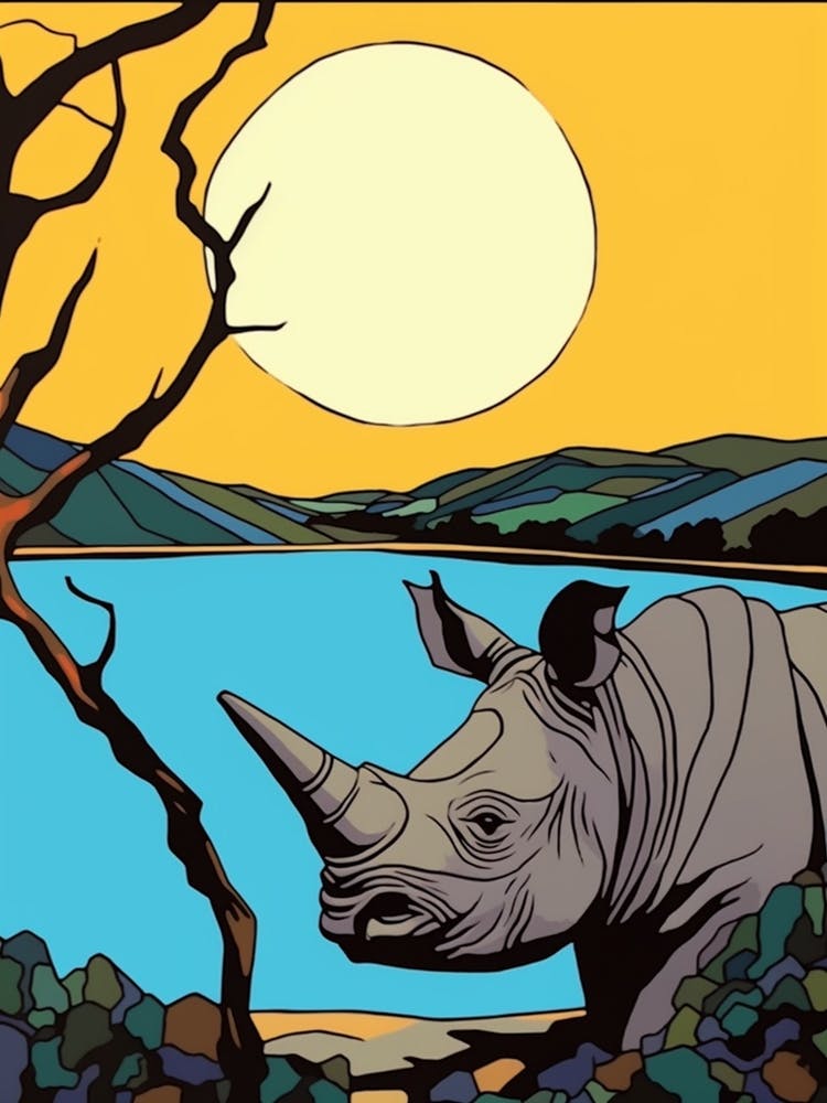 Simple Rhino Illustration Sunrise 4
