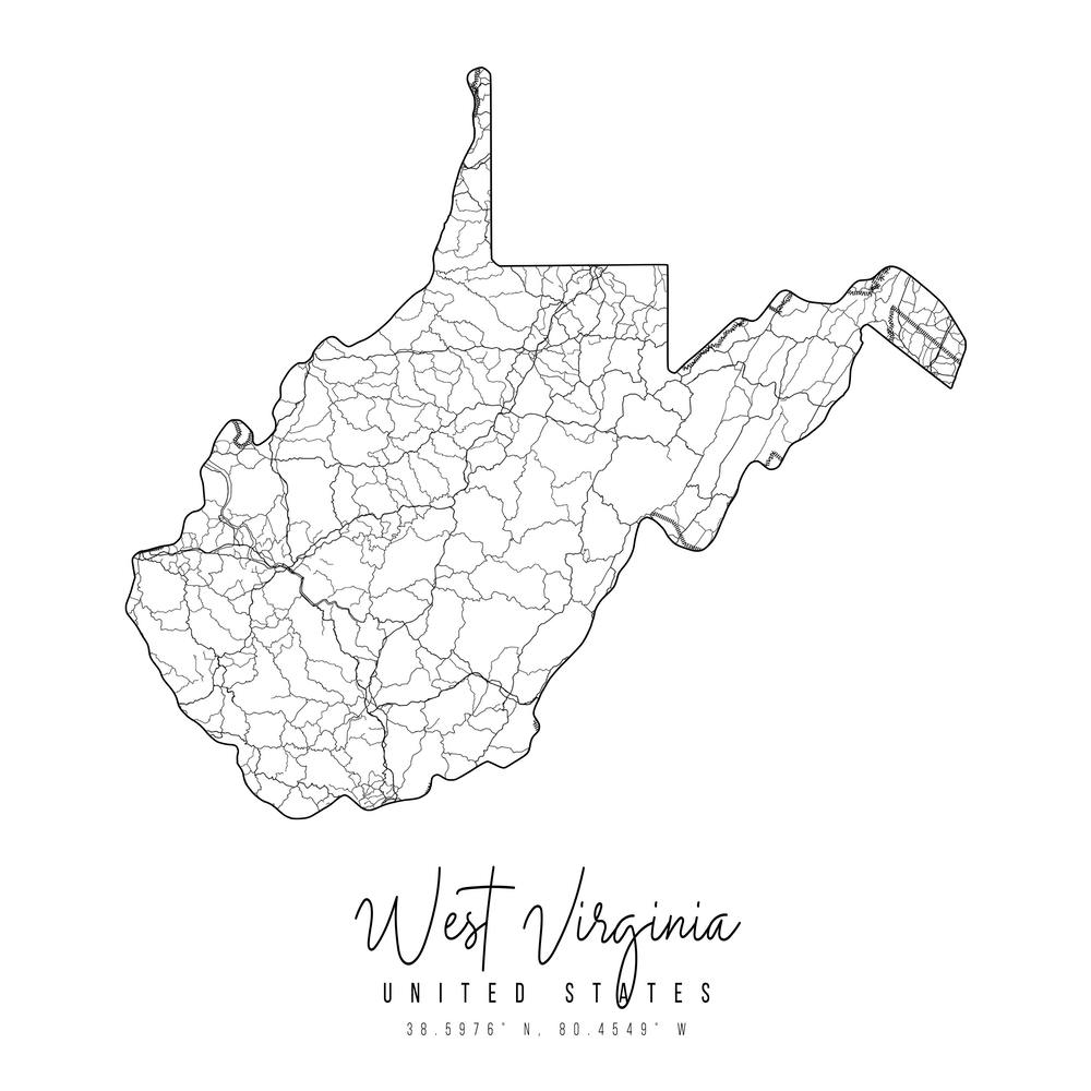 West Virginia Minimal Street Map Square