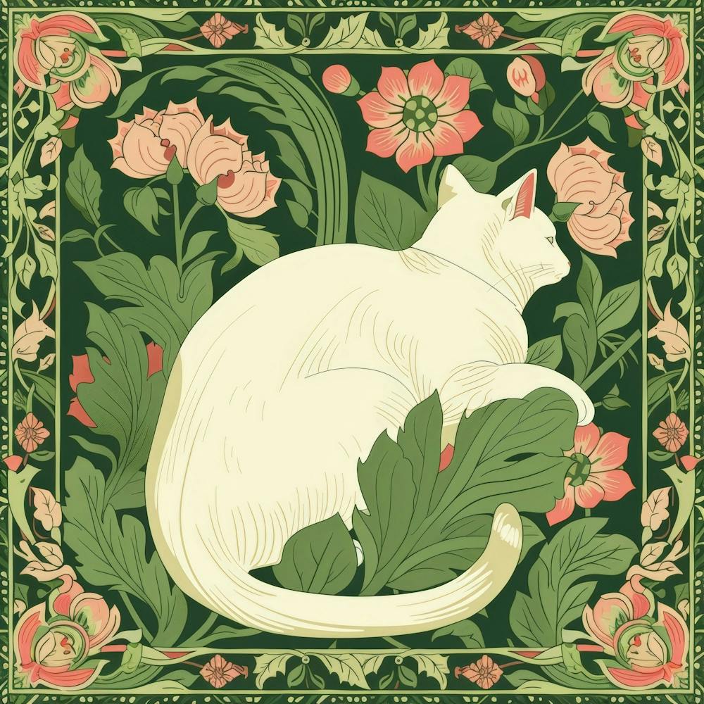 Cat In Floral Frame