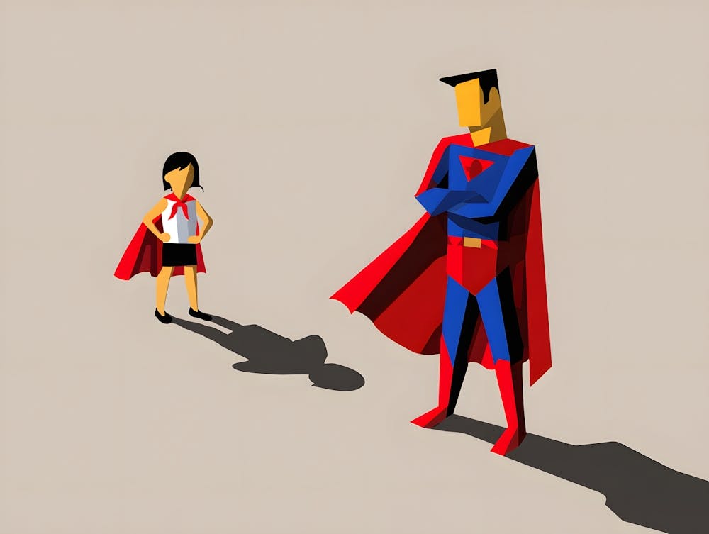 Superhero and Sidekick Heroic Duo