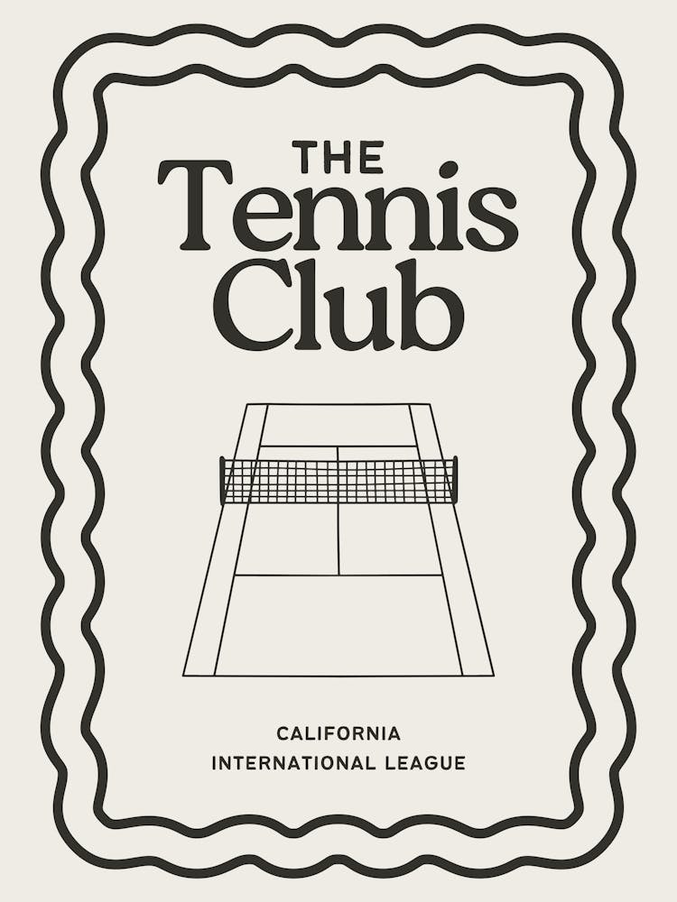 The Tennis Club | Tennis Court Decor | Trendy Preppy Athletic Wall Art | Sporty Art | Beige + Black Sports