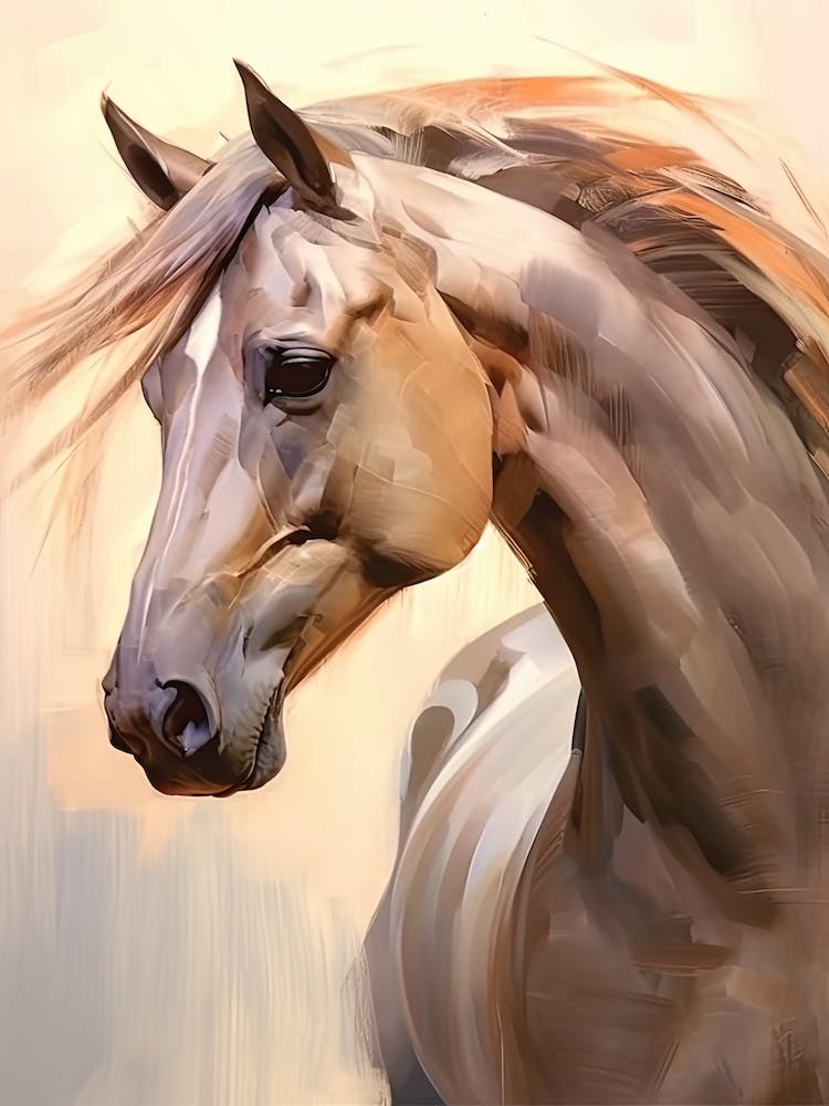 Tan Horse Head Painting Close Up