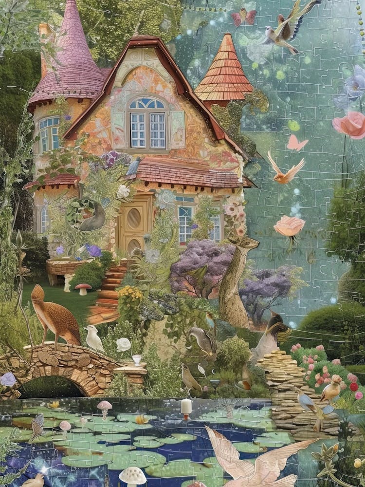 Monet Pond Fairies Scrapbook Collage 1