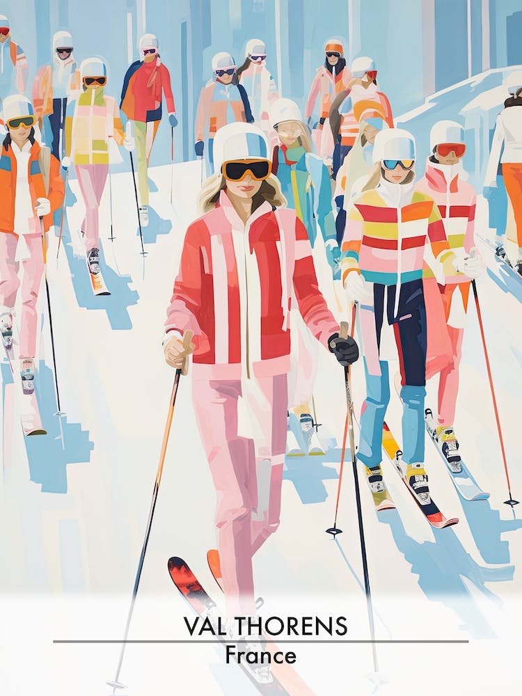 Val Thorens   France, Ski Resort Poster Illustration 0