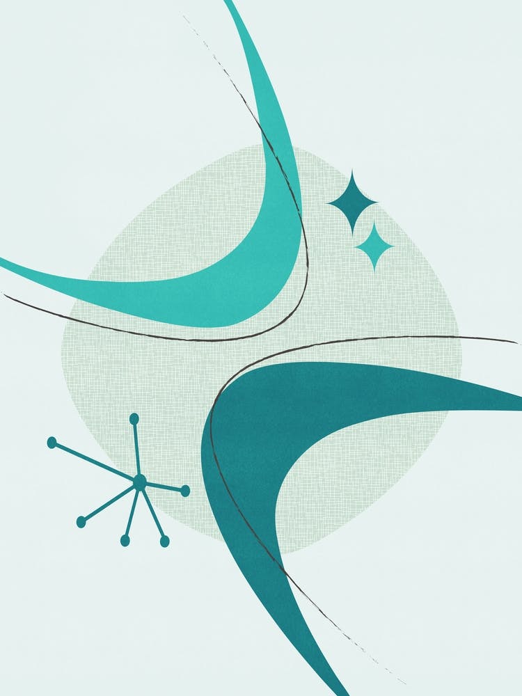 Retro Mid Century Modern Atomic Age 26 Aqua, Teal