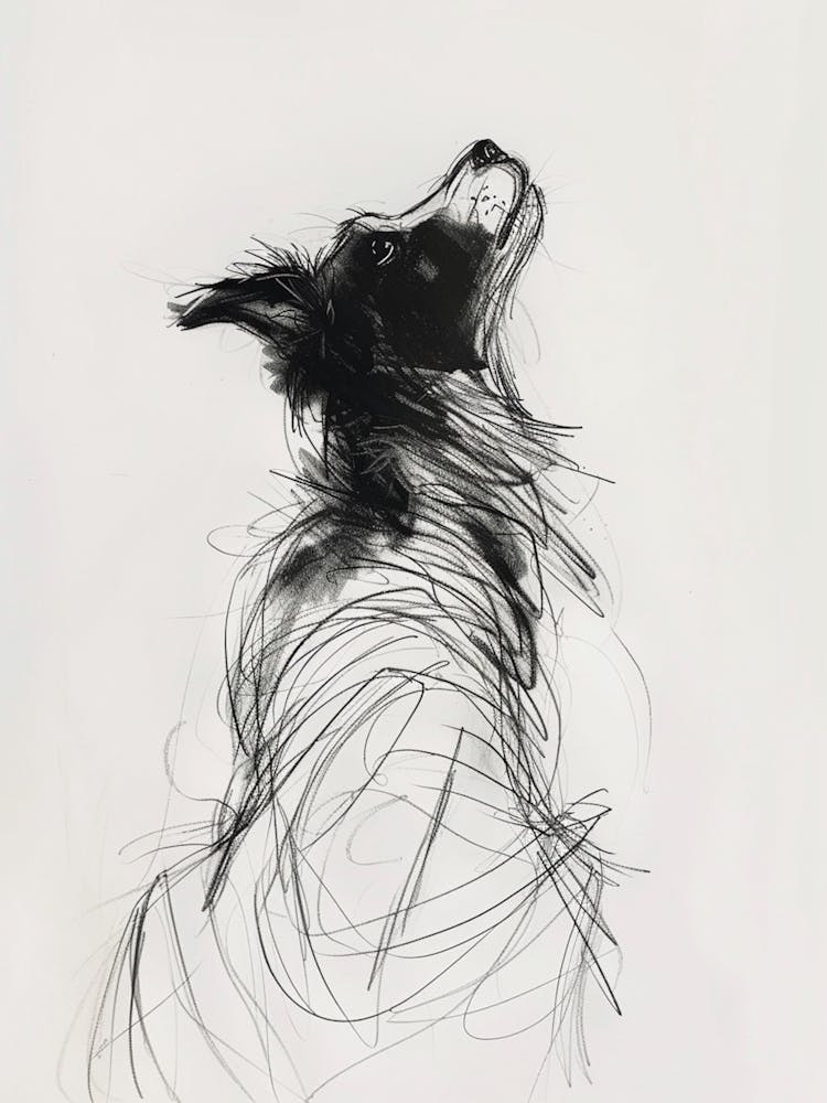 Border Collie Dog Charcoal Line 2