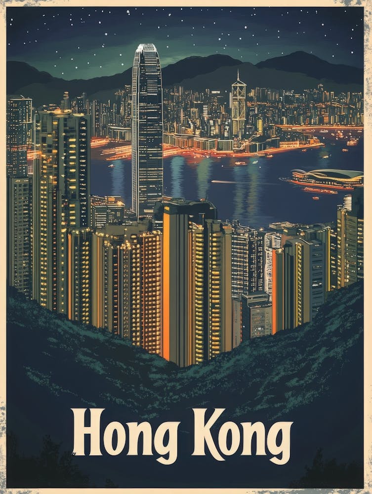 Aihrgdesign A Retro Travel Poster For Hong Kong 1