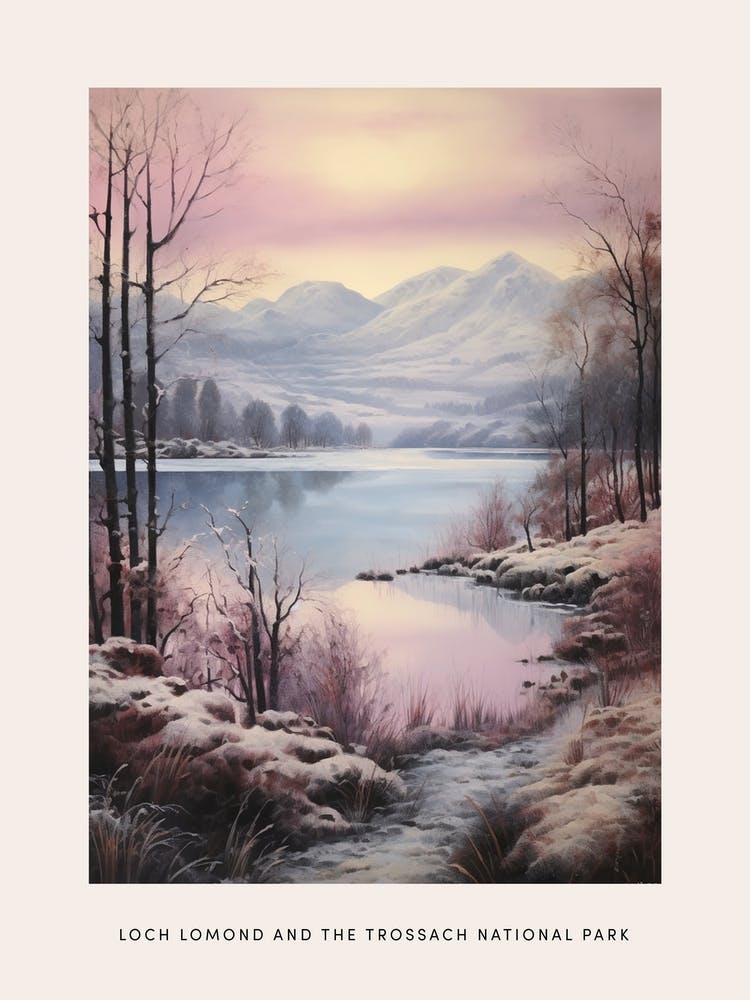Dreamy Winter National Park Poster  Loch Lomond And The Trossach National Park Scotland 1