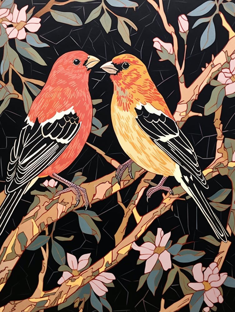 Art Nouveau Birds Poster American Goldfinch 1