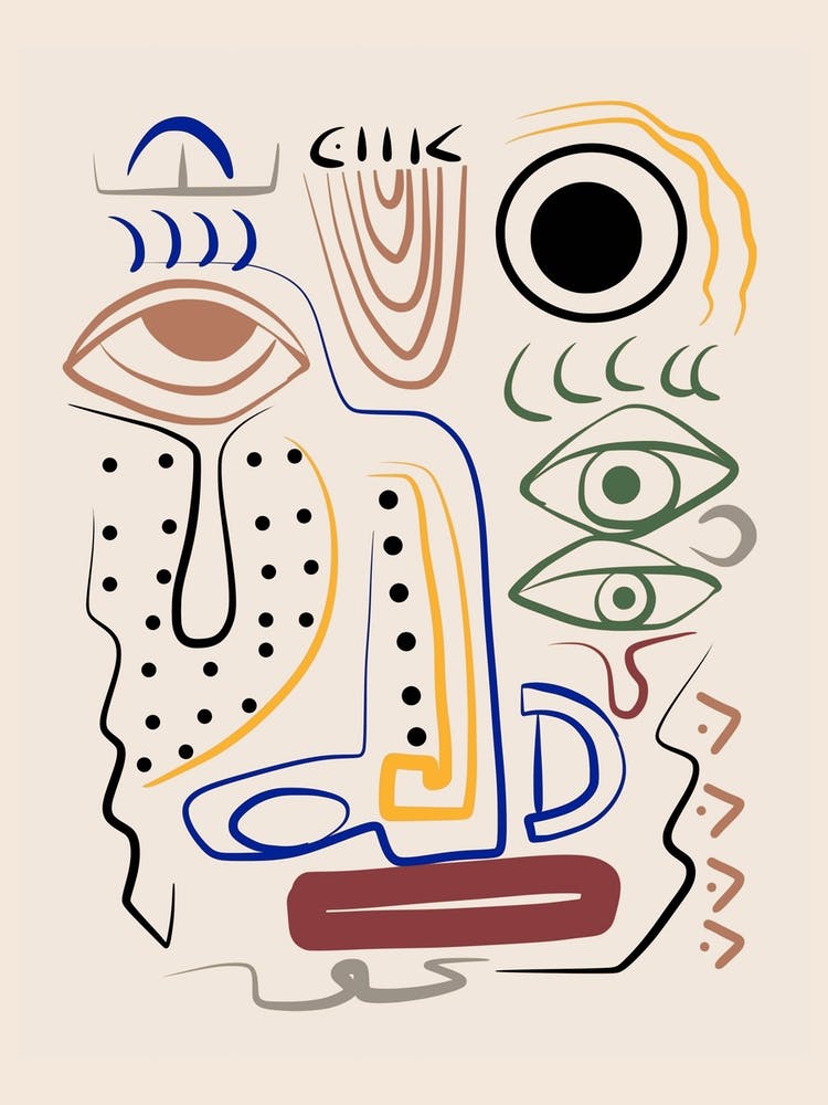 Line Art Bizarre Aboriginal Portrait