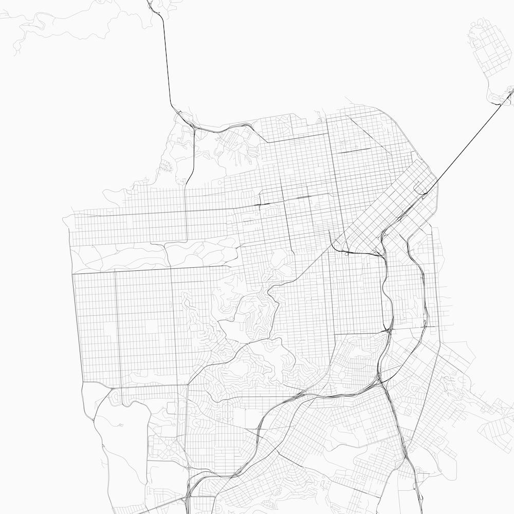 San Francisco in White (Traffic) Line