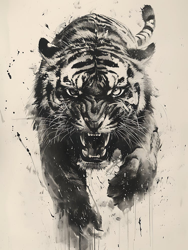 Tiger Ink Painting