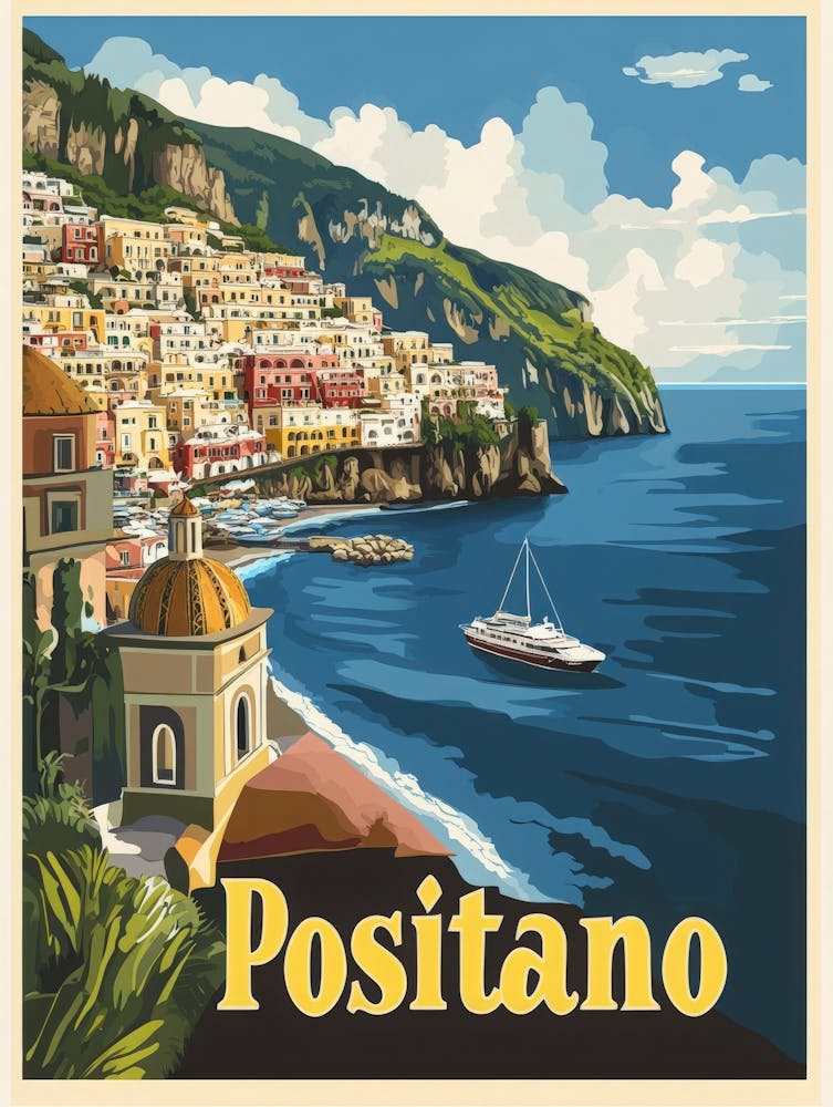 Aihrgdesign A Vintage Travel Poster Of Positano 1