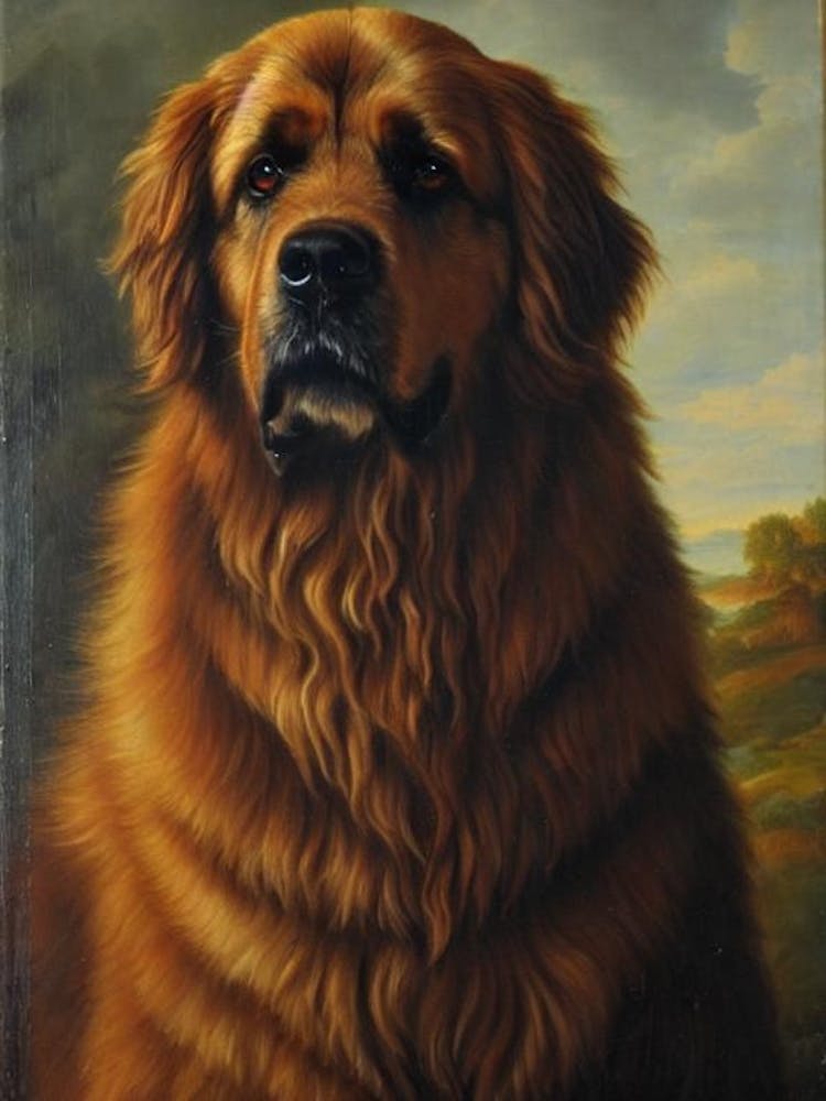 Leonberger Renaissance Portrait Oil Painting