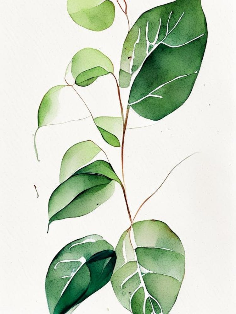 Wild Ginger Leaf Minimalist Watercolour 1